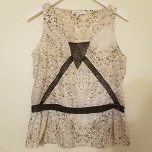 BCBG ruffle and lace peplum tank top blouse